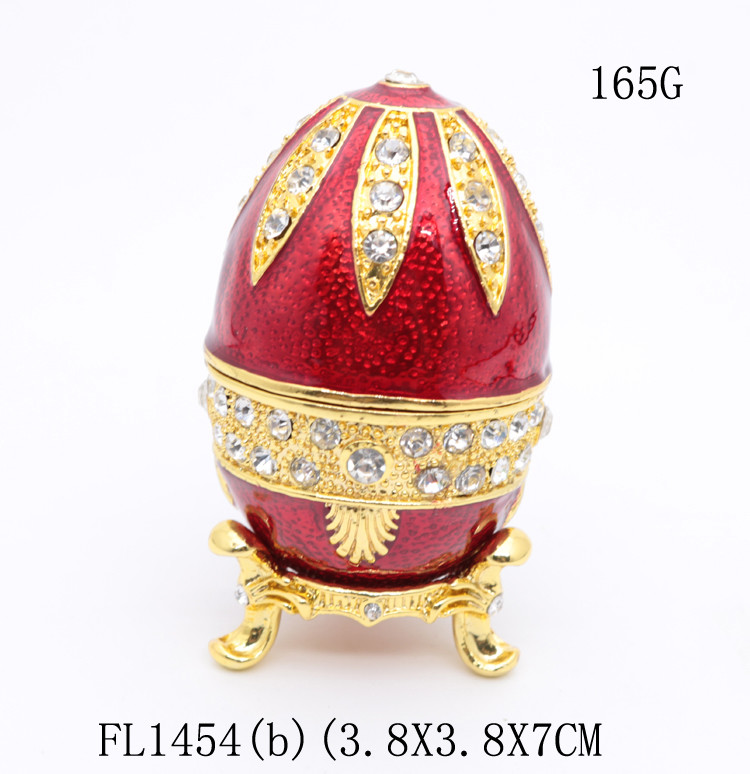 Russian Faberge Easter Egg Vintage Style Easter Egg Box Egg with Rich Enamel Sparkling Rhinestone Jewelry Trinket Box