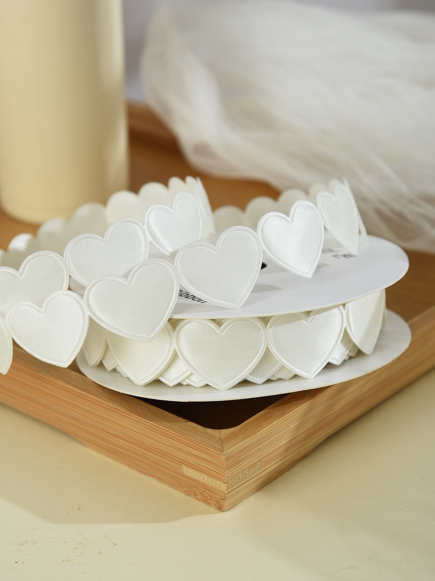 1.5cm*9m 2.5cm*9m Heart Shape Valentine's Day Polyester Gift Ribbon For Luxury Gift Packaging