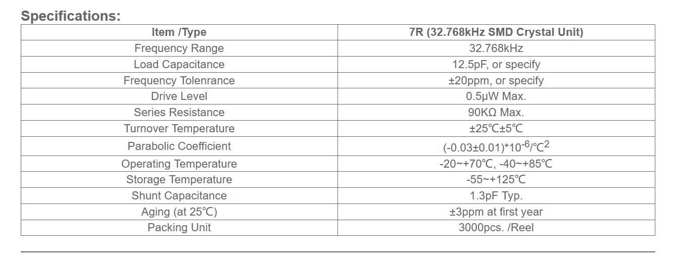 32.768KHz SMD Tuning Fork Crystal Resonator for at Turnover Temperature ±25C±5C by SJK