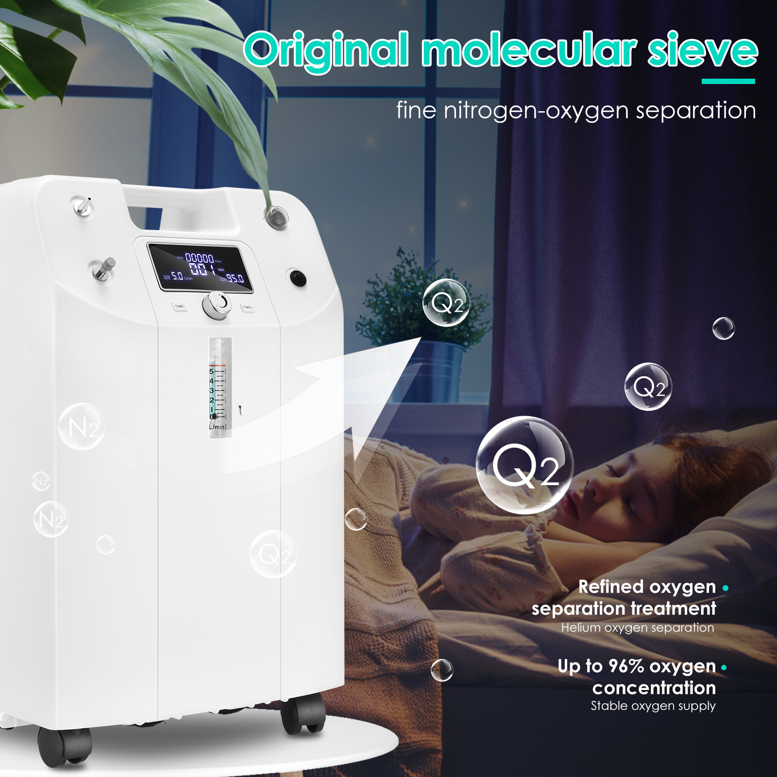 5Liters 70KPa Medical Portable Oxygen Concentrator High Purity