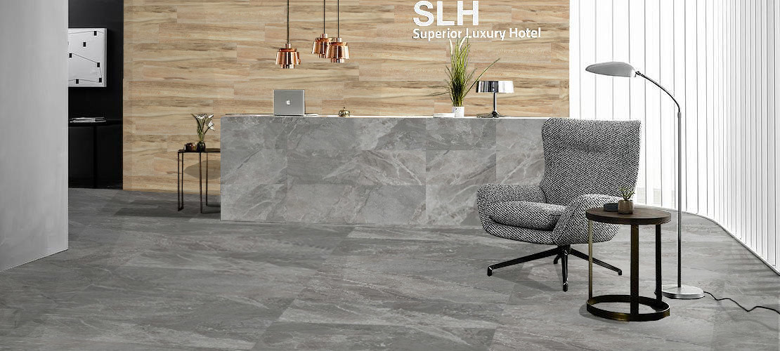 Chemical Resistant Polished Marble Porcelain Tile 24 X 48 X 0.47 Inches