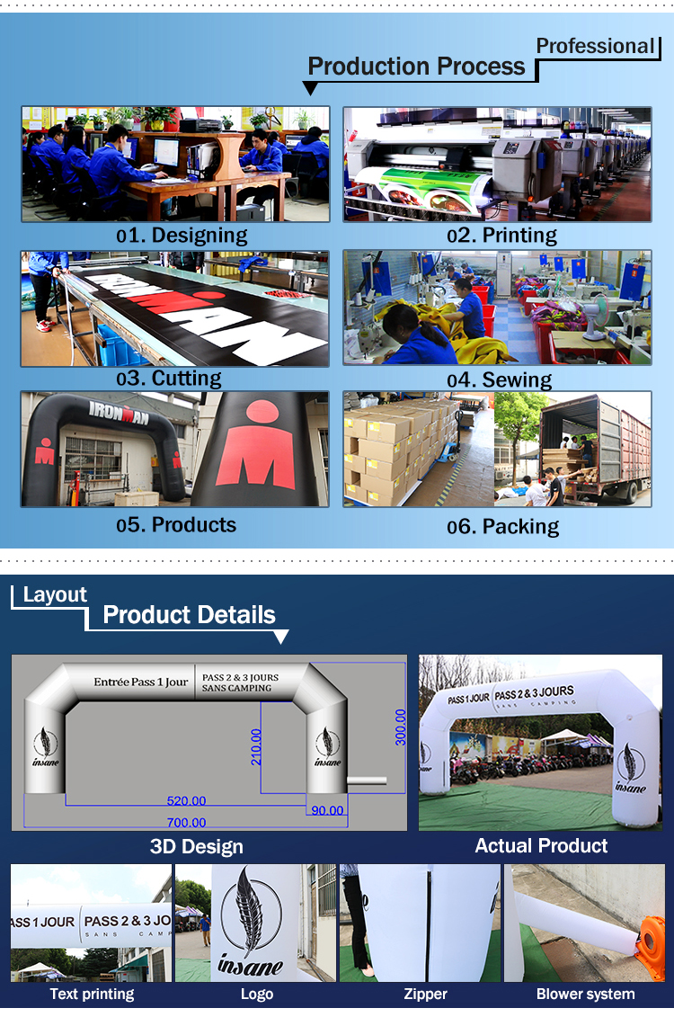 Outdoor Entrance Arch Inflatable Race Start Finish Line Inflatable Arch for Advertising Event