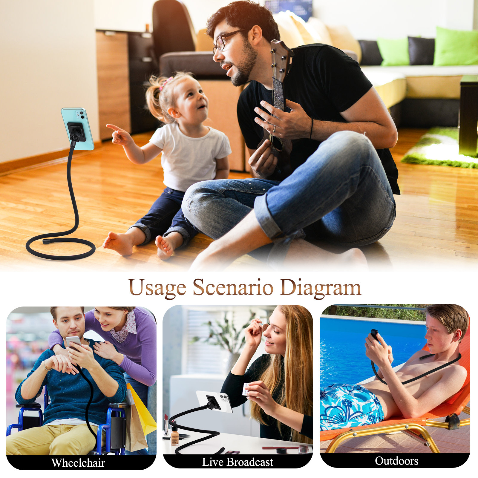 Magnetic Gooseneck Phone Holder Flexible Ipad Gooseneck Mount 12mm