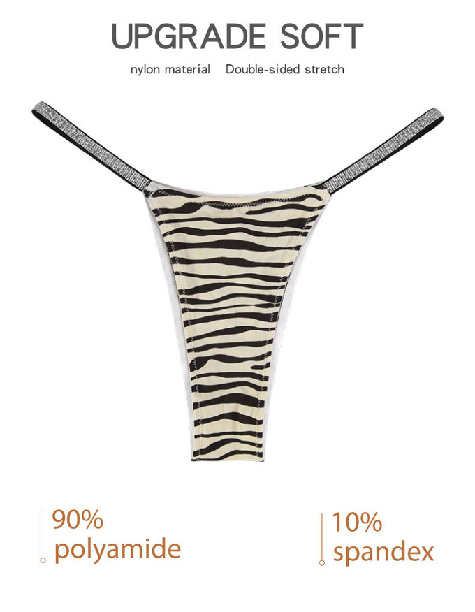 Women'S T Back Thongs Shine Stretch Strap Zebra Leopard Print G String Sexy Slutty Low Rise