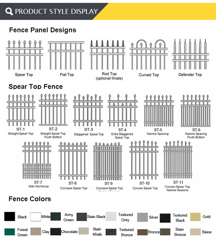 2018 New design of security steel fence Estate fencing factory