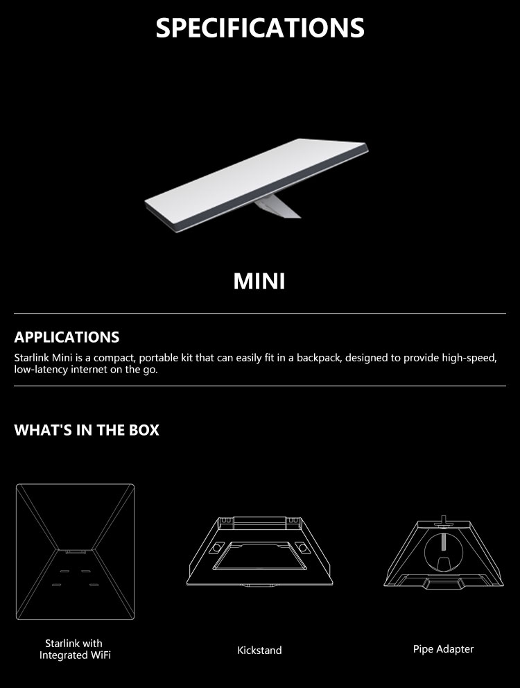 STARLINK Mini Mini Starlink Mount Kit AC Dual Band Wi-Fi System - White Starlink Mini Internet Kit