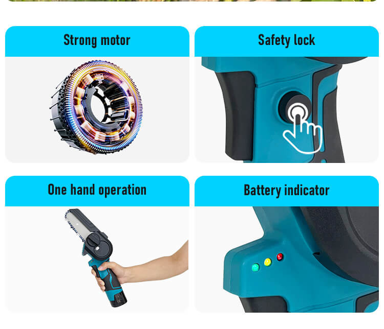 3 Inch Cordless Lithium Battery Power Mini Electric Chain Saws Tree Cutting For Sale
