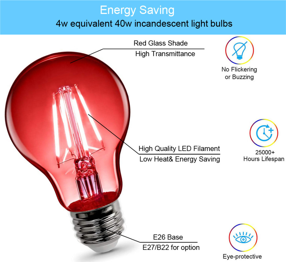 360lm E27 Vintage Dimmable Bulb LED Dimmable filament bulb A60 A19