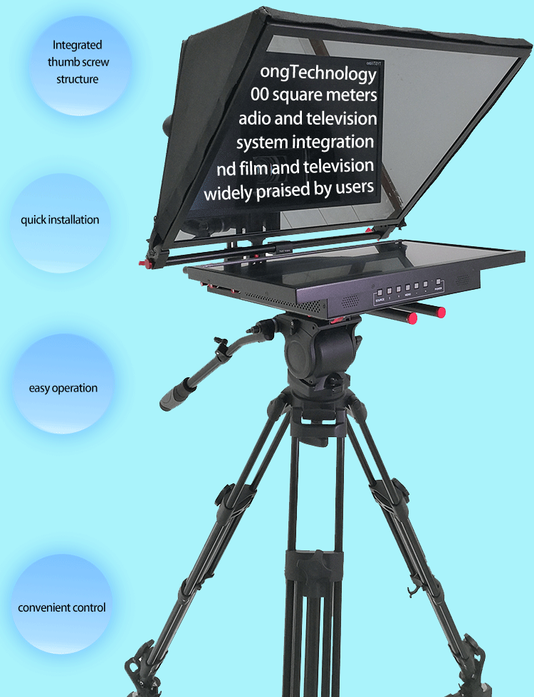 21 Inch Single Screen Studio Teleprompter with Tempered Beam Splitter Glass and Font