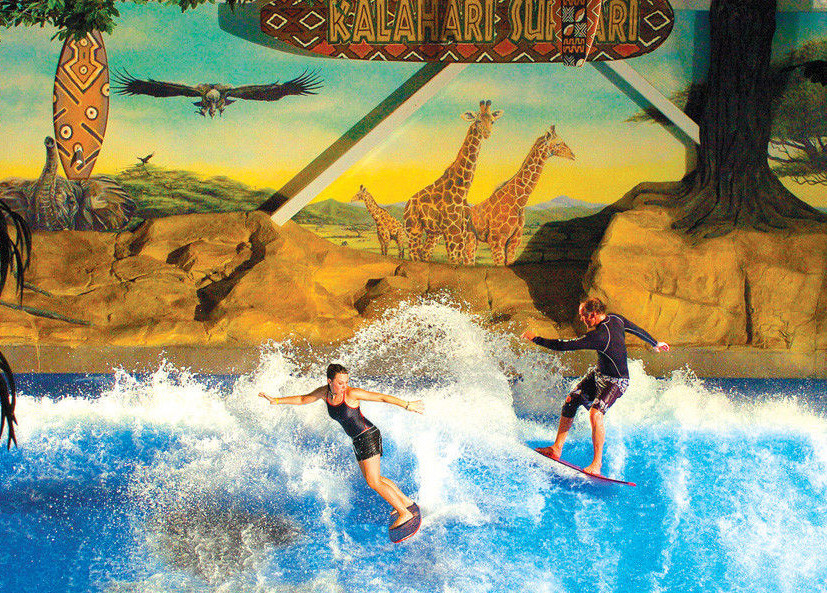 Most Popular Fiberglass Surfing Simulator Single Flow Ride With Waterproof Software Material