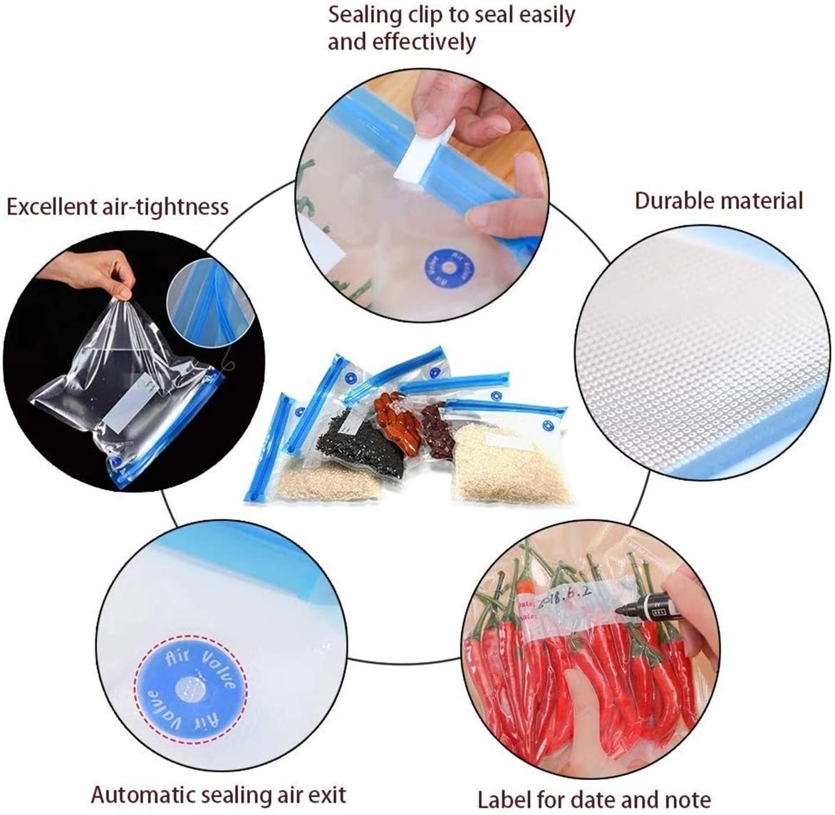 Vacuum Sealer Zipper Bags Sous Vide bags for food BPA Free Reusable Resealable