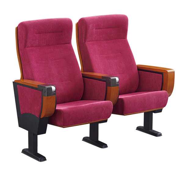 Steel Armrest Cloth Theater Seating / MDF Tablet Church Auditorium Seating