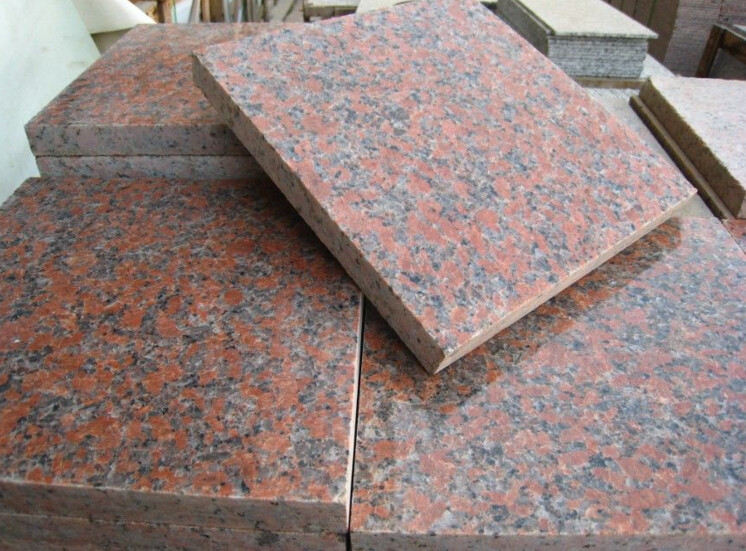 Big G562 Maple Red Granite Stone Slab For Column Cap / Skin / Base