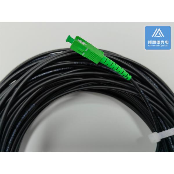 Simplex SM Stainless Steel Armored Pigtail 40m SC APC 3.0mm Black LSZH Jacket Dca Patch Jumper With Armored Tube