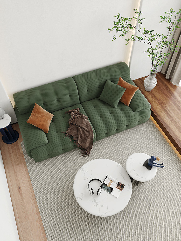 Knitted Modern Fabric Sofa Set Ergonomic Cloth Green 3 Seater Fabric Sofa