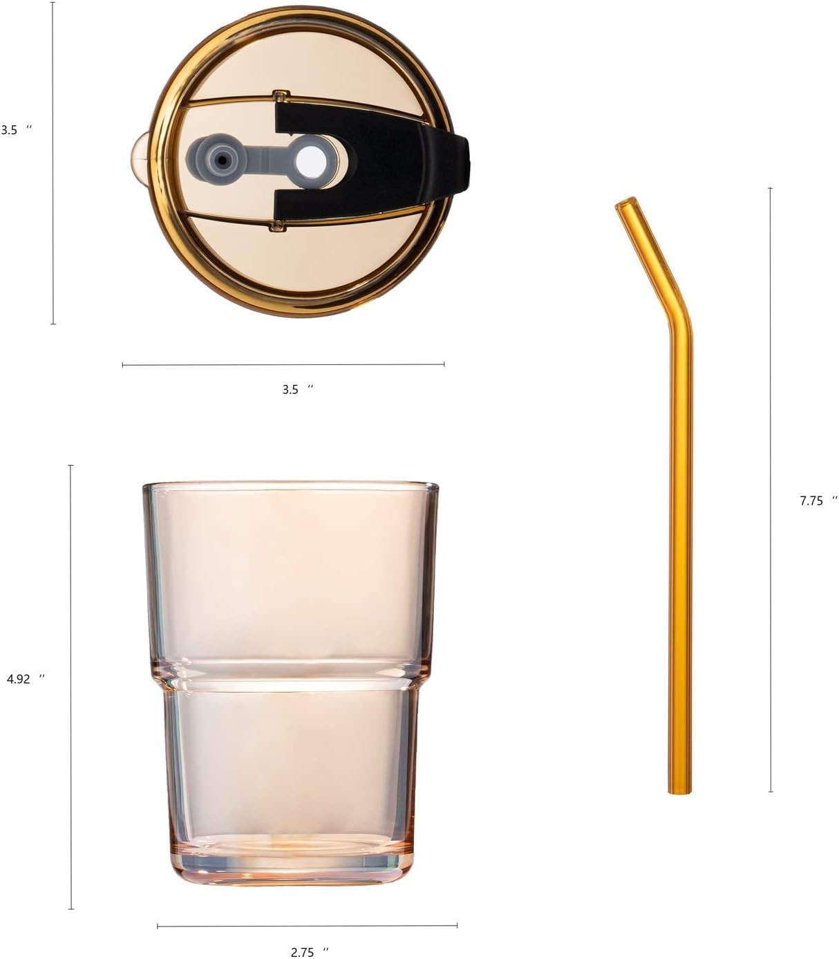13oz/400ml Tumbler Water Glass, Cups with Straw and Lid Sealed Carry on for Coffee, Iced Tea, Thick Wall Insulated Glass