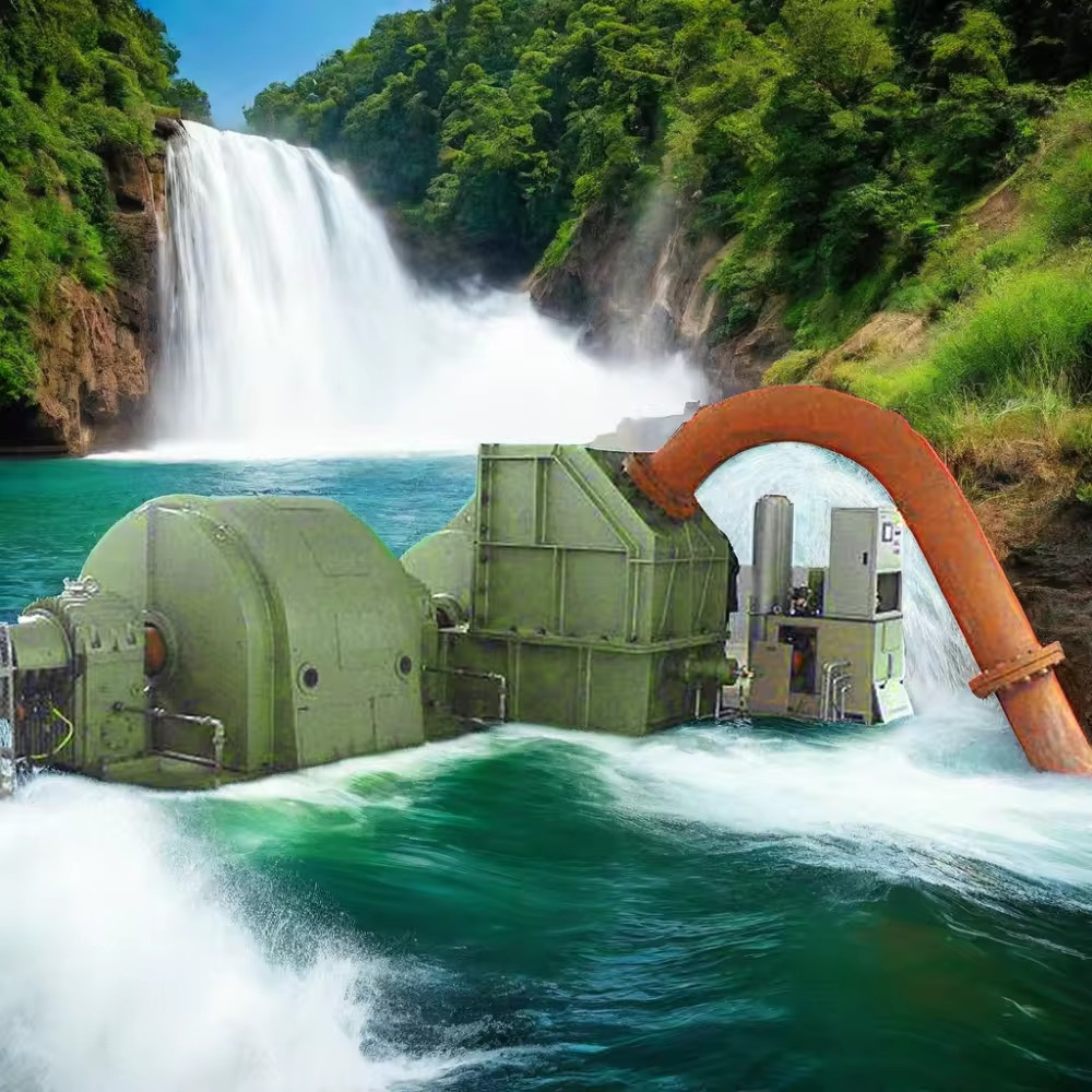 High Voltage Pelton Hydraulic Turbine Generator 6-10kV Rated Voltage 500-3000r/min Air/Oil Cooling