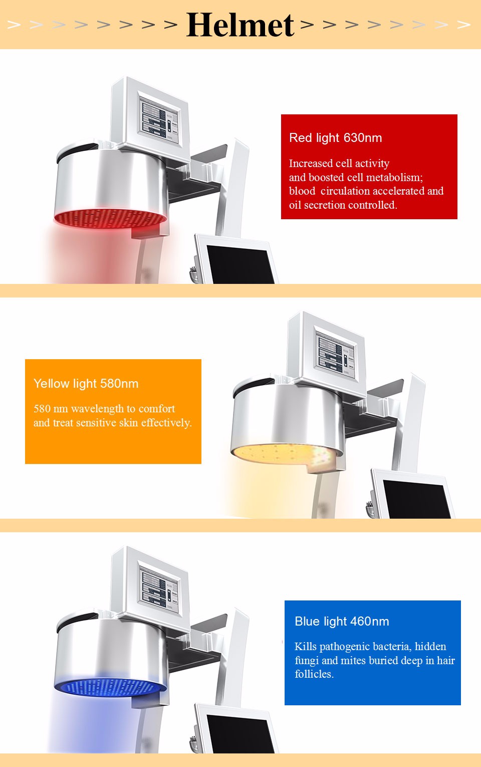 LED Laser Hair Growth Machine Vertical Photodynamic Regrowth Treatment Helmet