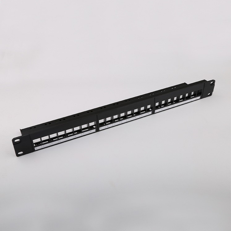 1RU Network Patch Panel C5e Blank Frame 24 Port Patch Panel Unloaded
