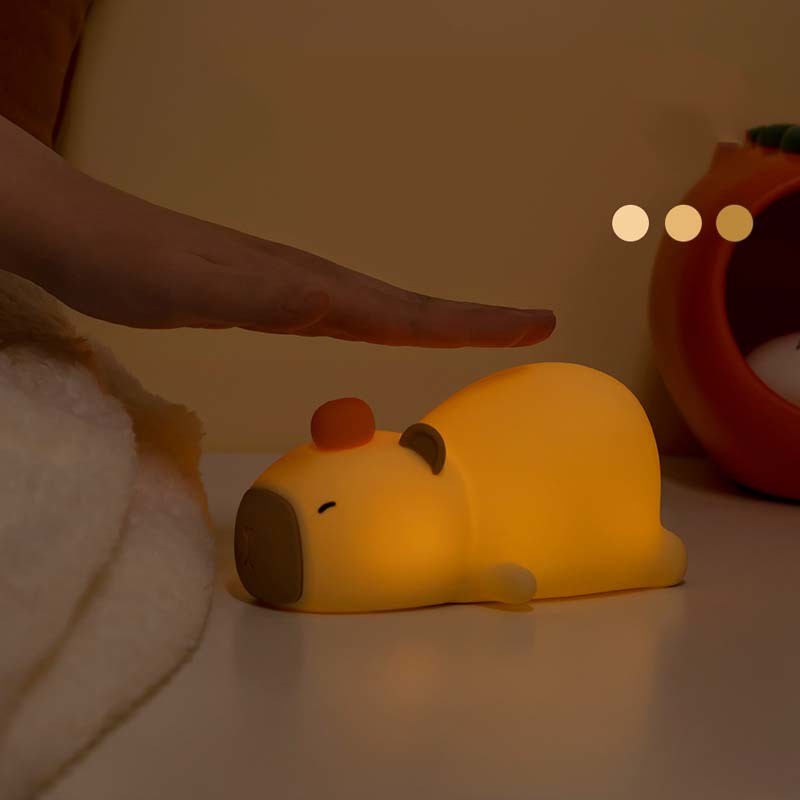 Capybara Night Light For Kids Animal Silicone Night Lamp USB Rechargeable Touch Control With Dimmable Timer Bedside Lamp