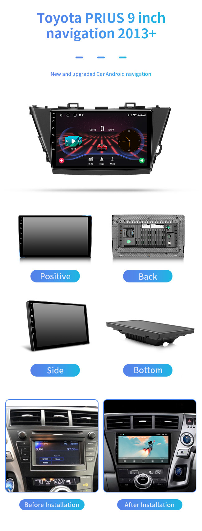 8 Core 9 Inch Touch Screen Car Audio System With Navigation For Toyota PRIUS 2013+ Wifi