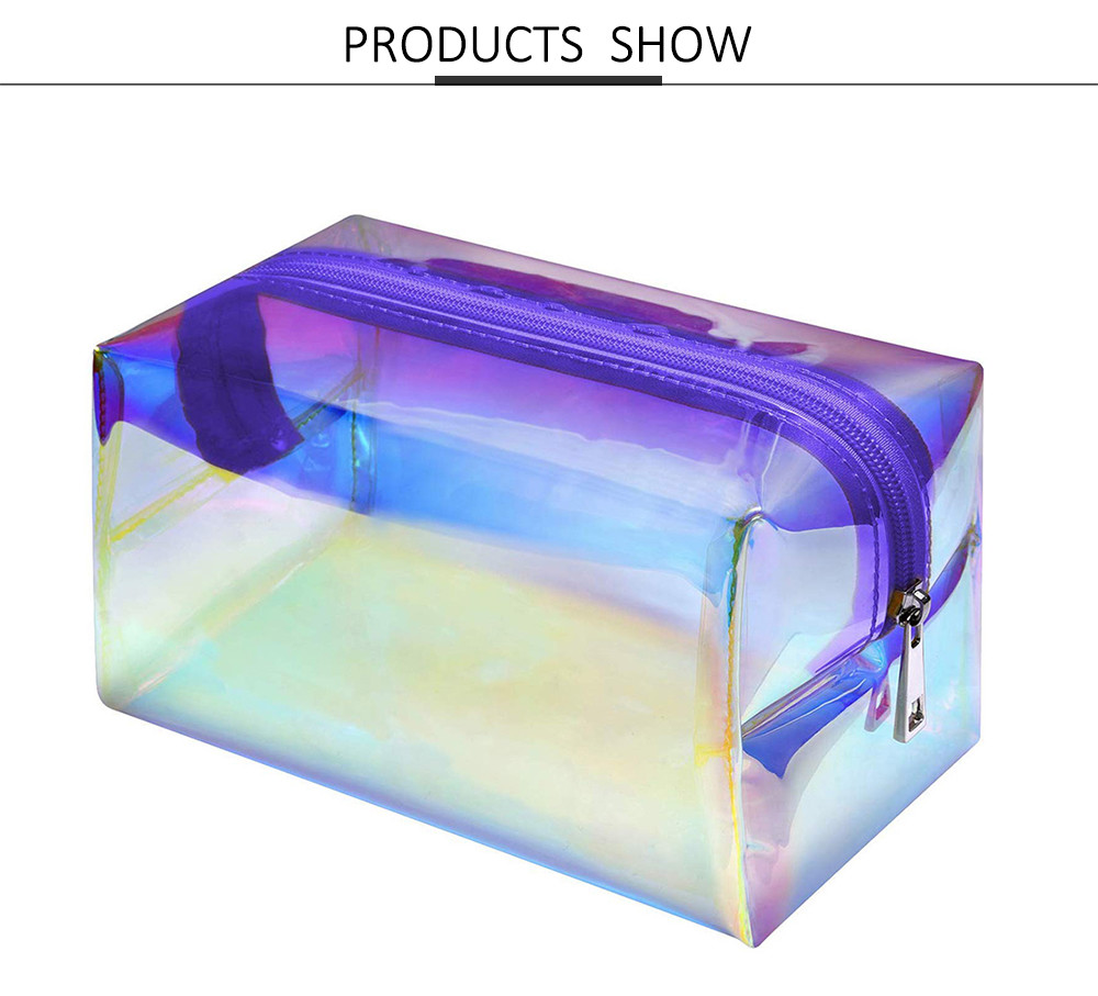 Women F Color Holographic PVC Cosmetic Travel Bag