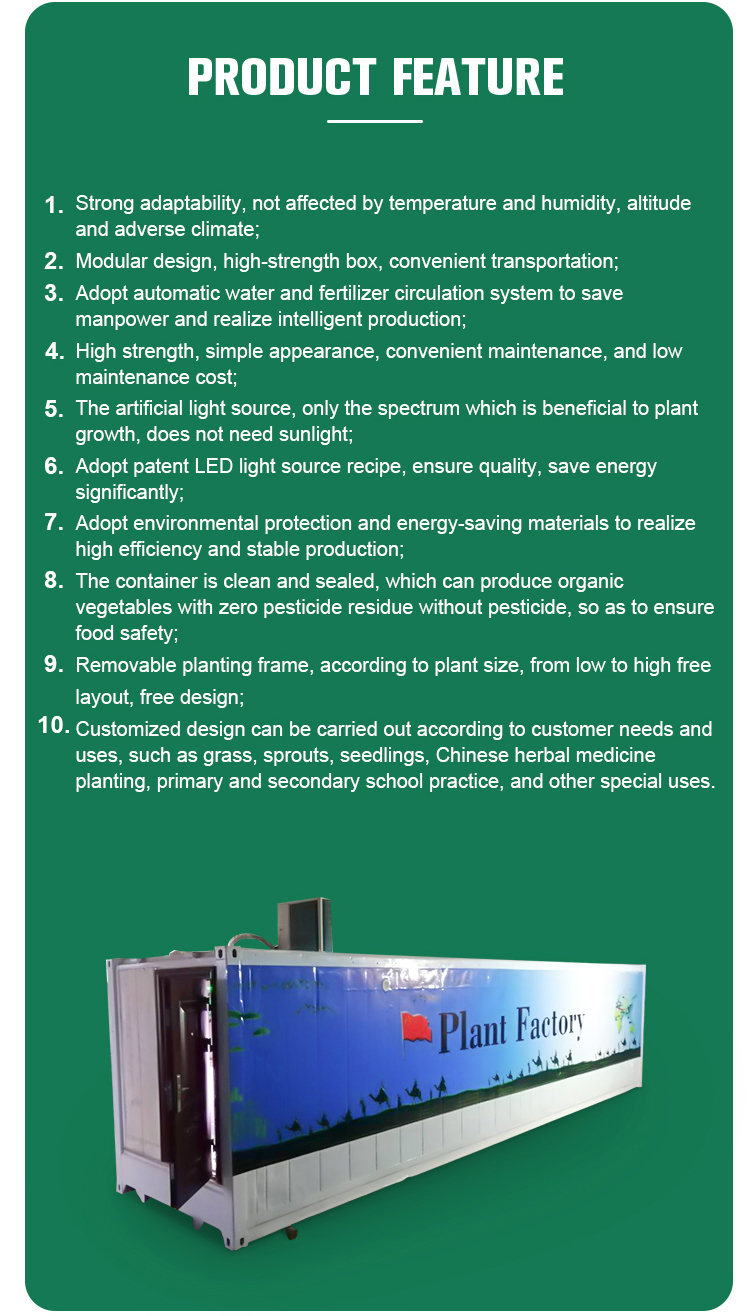 LED Light Indoor Hydroponic Farm Container with Climate Control