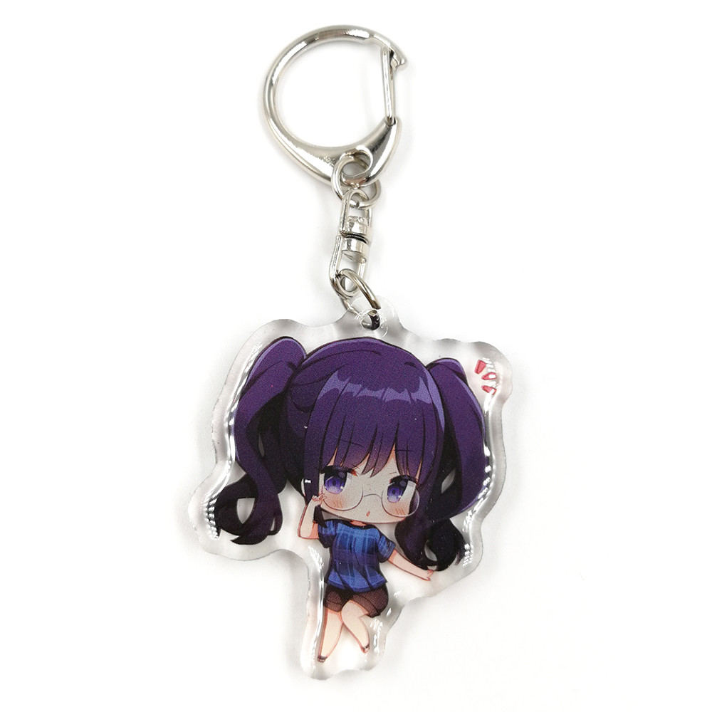 Custom Clear Double Printing Epoxy Acrylic Charms Keychains with Glitter