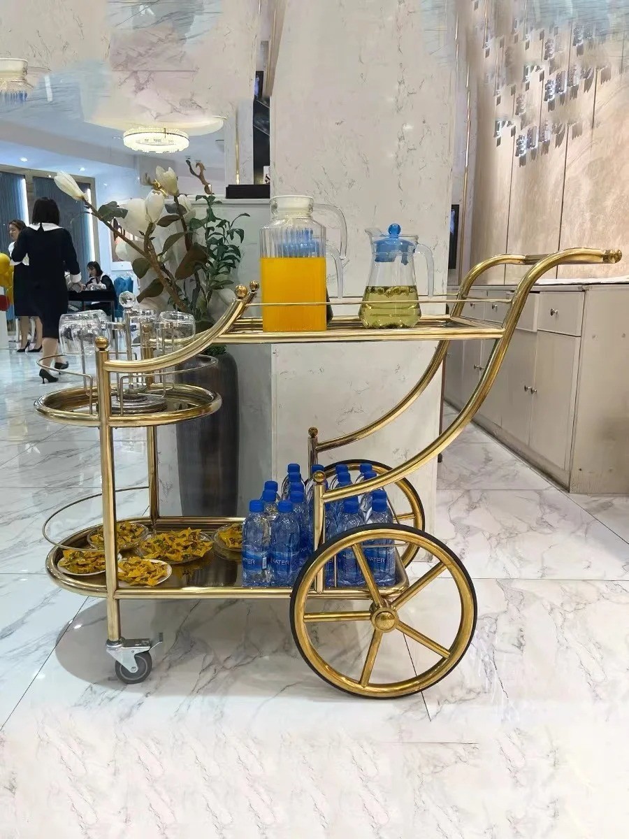 Commercial Bar Trolley Hotel Restaurant Furniture Metal Venue Mobile Delivery Trolley