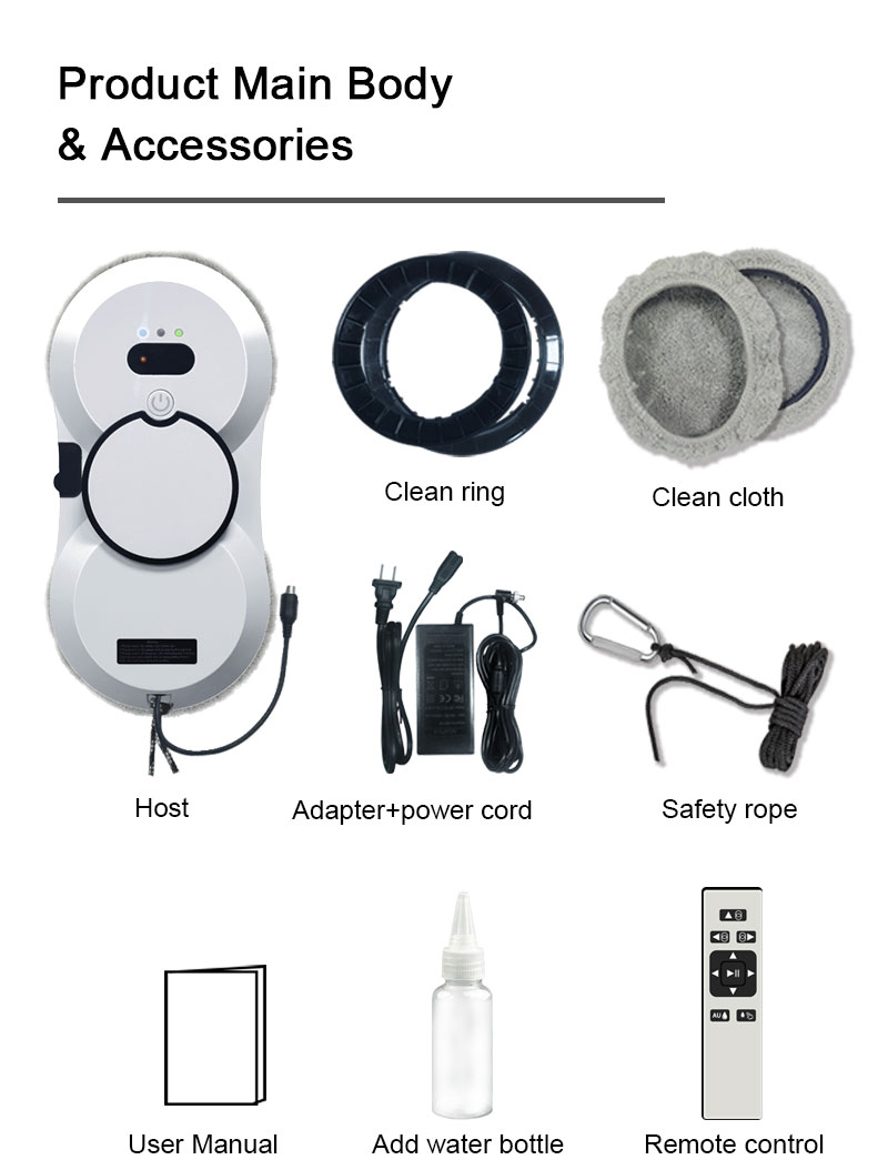 30ml 67dB Window Cleaner Robot Skyscraper Cleaning Robot With Water Spray