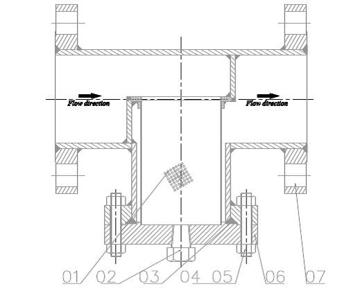 Fabricated Tee Strainer A106 Body 48" 150LB Flanged ASME B16.47 For Water Treatment