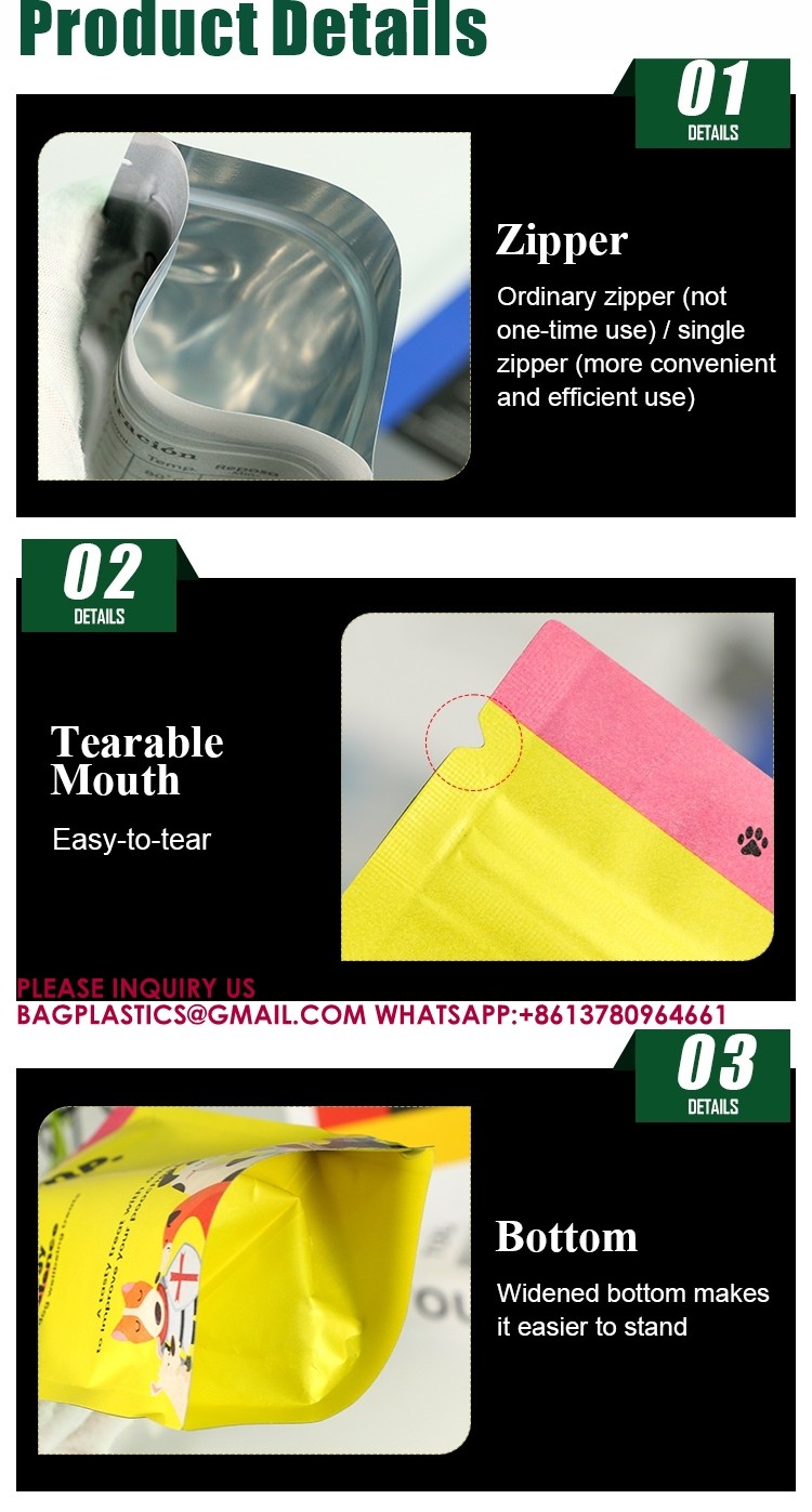Ecofriendly Zipper Lock Stand Up Bag Sealed EasyTear Food Bag Reusable Candy Snack Bag