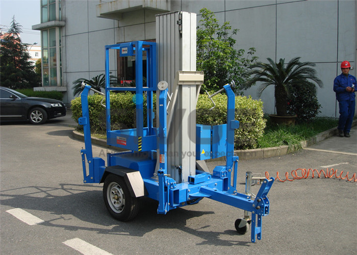Vertical Trailer Mounted Man Lift , Single Mast Trailer Boom Lift For Window Cleaning
