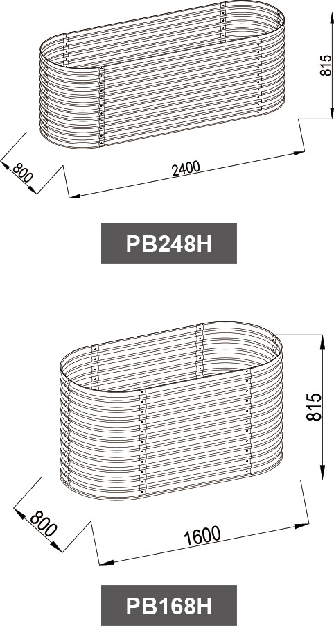 PB Galvanized Metal Raised Garden Beds 0.6mm With Rubber Protecting