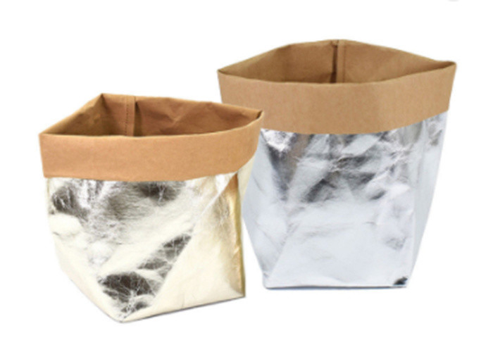 2018 Wholesale Metallic Washable Kraft Paper Storage Bag for Fruit Vegetable Food Bread Flower