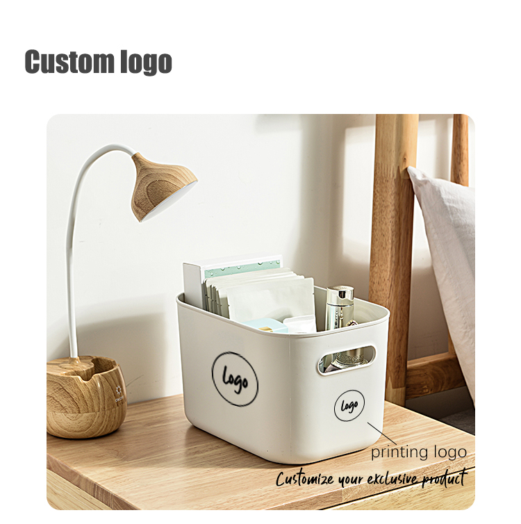 Countertop PP Plastic Storage Organizer With Bamboo Lid For Kitchen