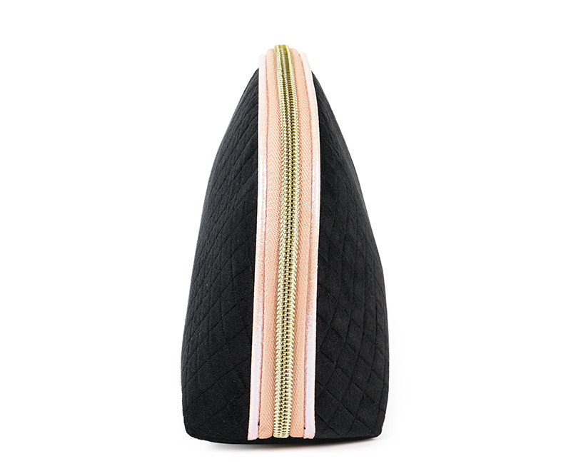 Half Moon Handy Black Velvet Organizer Makeup Bag