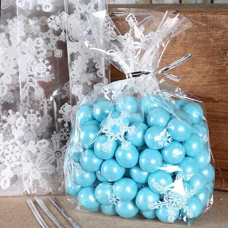 Christmas Candy Bags Plastic Gift Bags Package For Candy Buffet Drawstring Party Favor Treat Bags