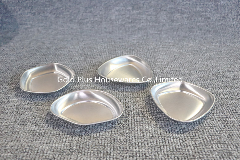 Food contact safety tableware japanese square soy sauce dish for sushi 28g cheap mini silver stainless steel sauce dish