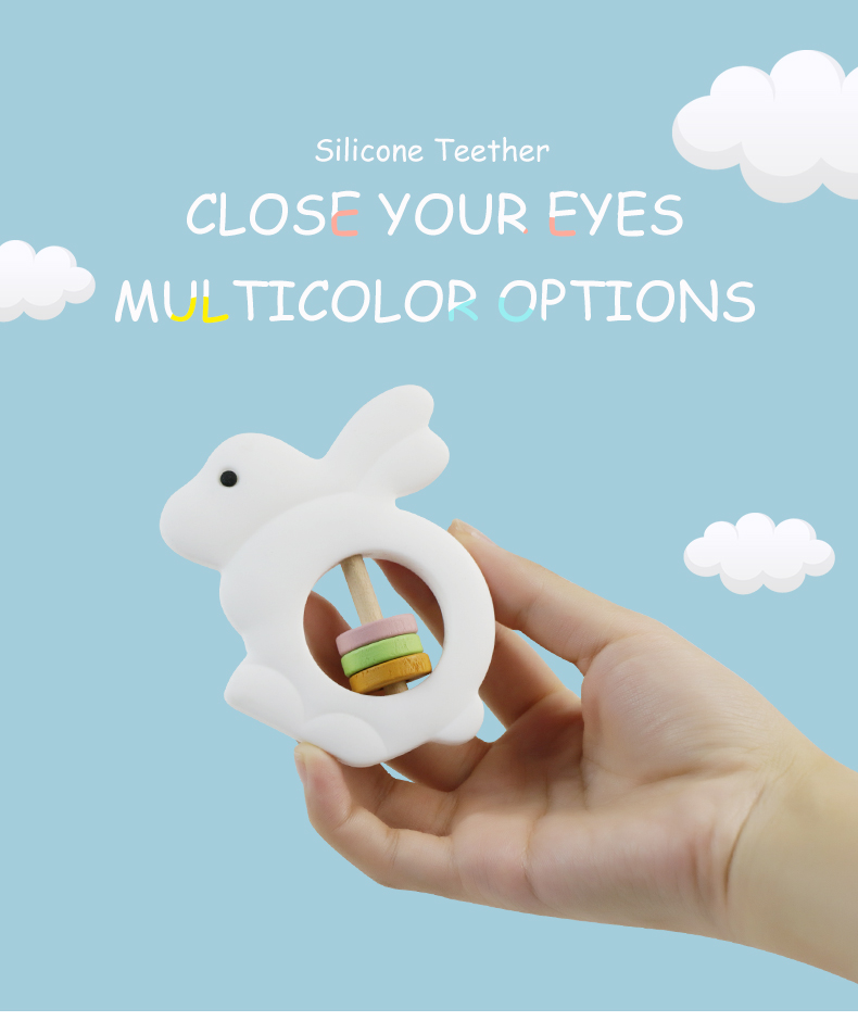 Eco Friendly Silicone Baby Toys Rattle Rabbit Shape For Toddler