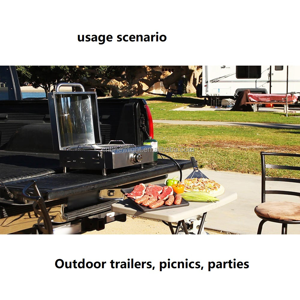 Rotisserie Roaster Propane Grill with Tabletop Pizza Maker and Stainless Steel Housing