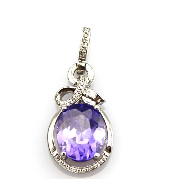 Sterling Silver Oval Pink Zircon Pendant and 925 Silver Chain Necklace (PSJ0268)