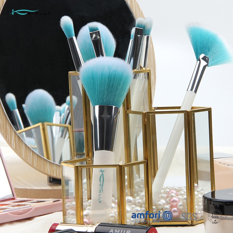 White Handle ISO9001 8pcs Travel Makeup Brush Set