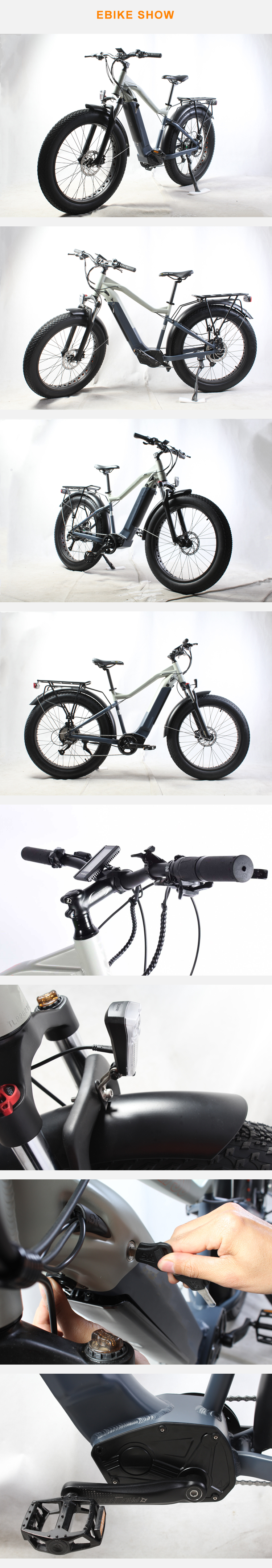 Disc Brake 26 Inch Electric Fat Tire Bike With 48V 14.5AH Lithium Battery