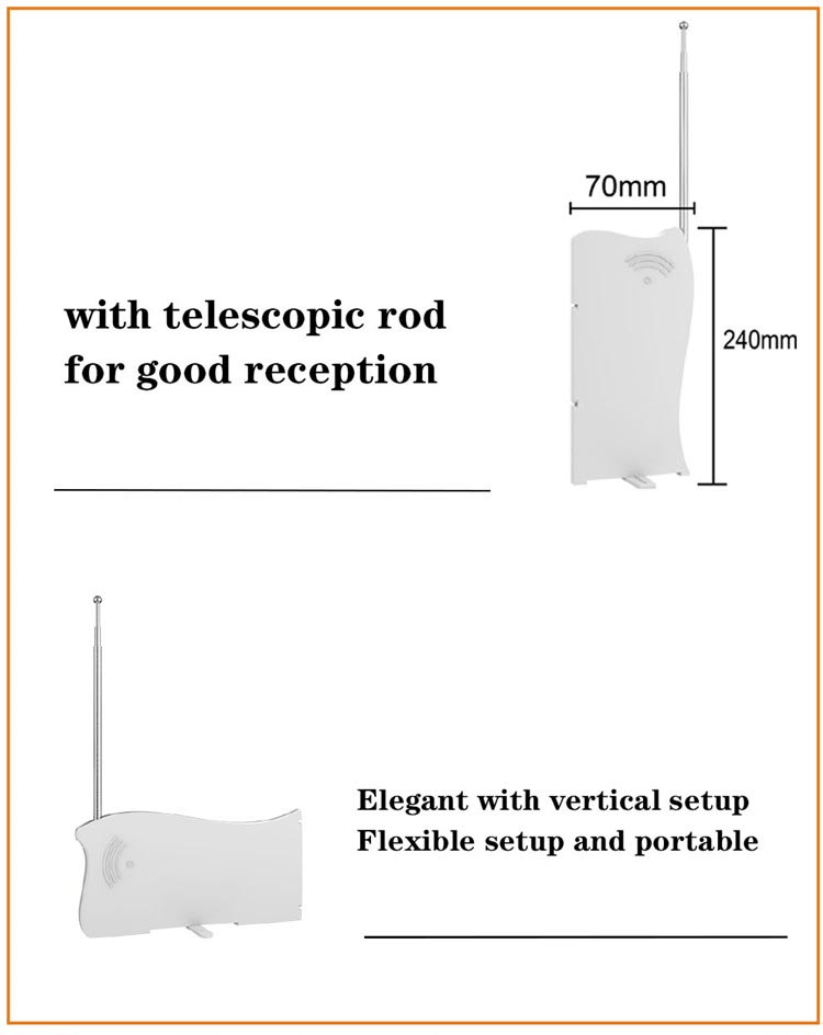 BAIAO DVB-T2 Digital HDTV Antenna 70*240mm with Telescopic Rod
