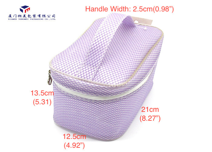 Purple Opaque Matte PVC Zipper Soft PVC Bags Carry Handle On Top 21X12.5X13.5cm