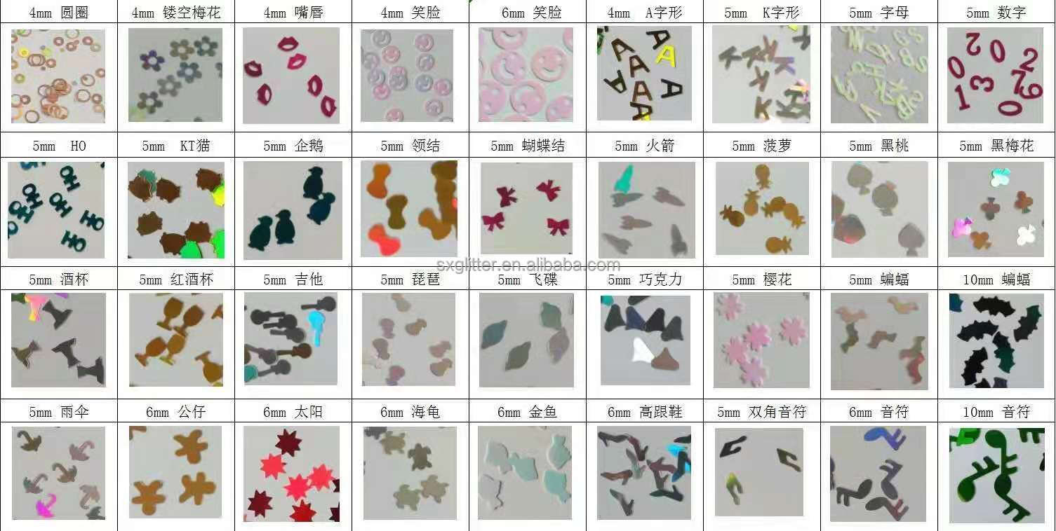 High Temperature Resistance 180-200°C Graduation Occasion 6 Petal Shapes Glitter for Cactus Maple Leaf and Glasses