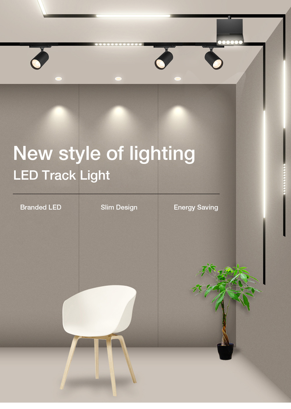 90Ra Practical Track COB Light , 2700K 220V Track Light Wall Lamp