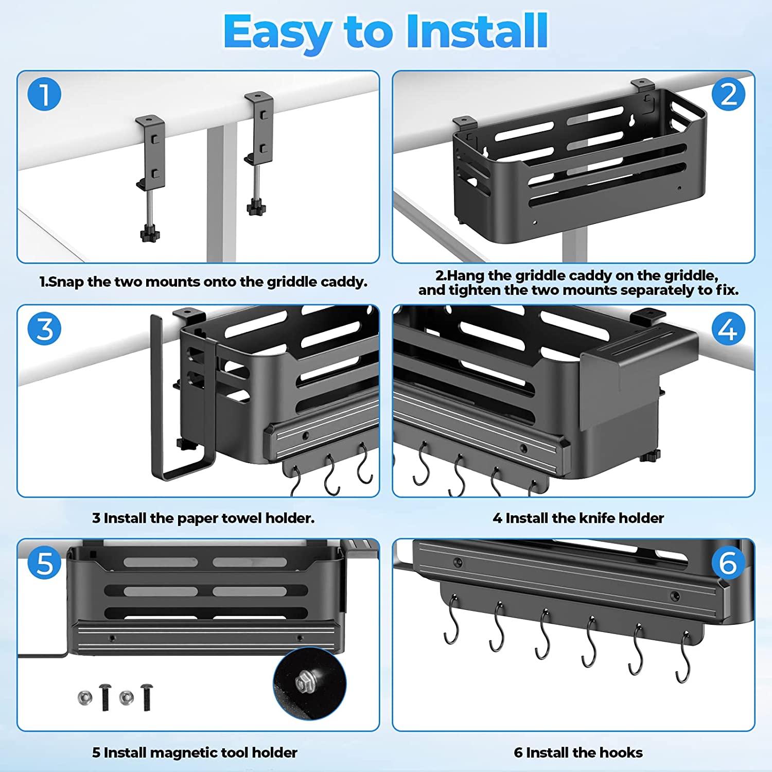 Griddle Caddy with Magnetic-Griddle Caddy BBQ Accessories Storage Box with Paper Towel Holder for 28"/36" Blackstone Griddles