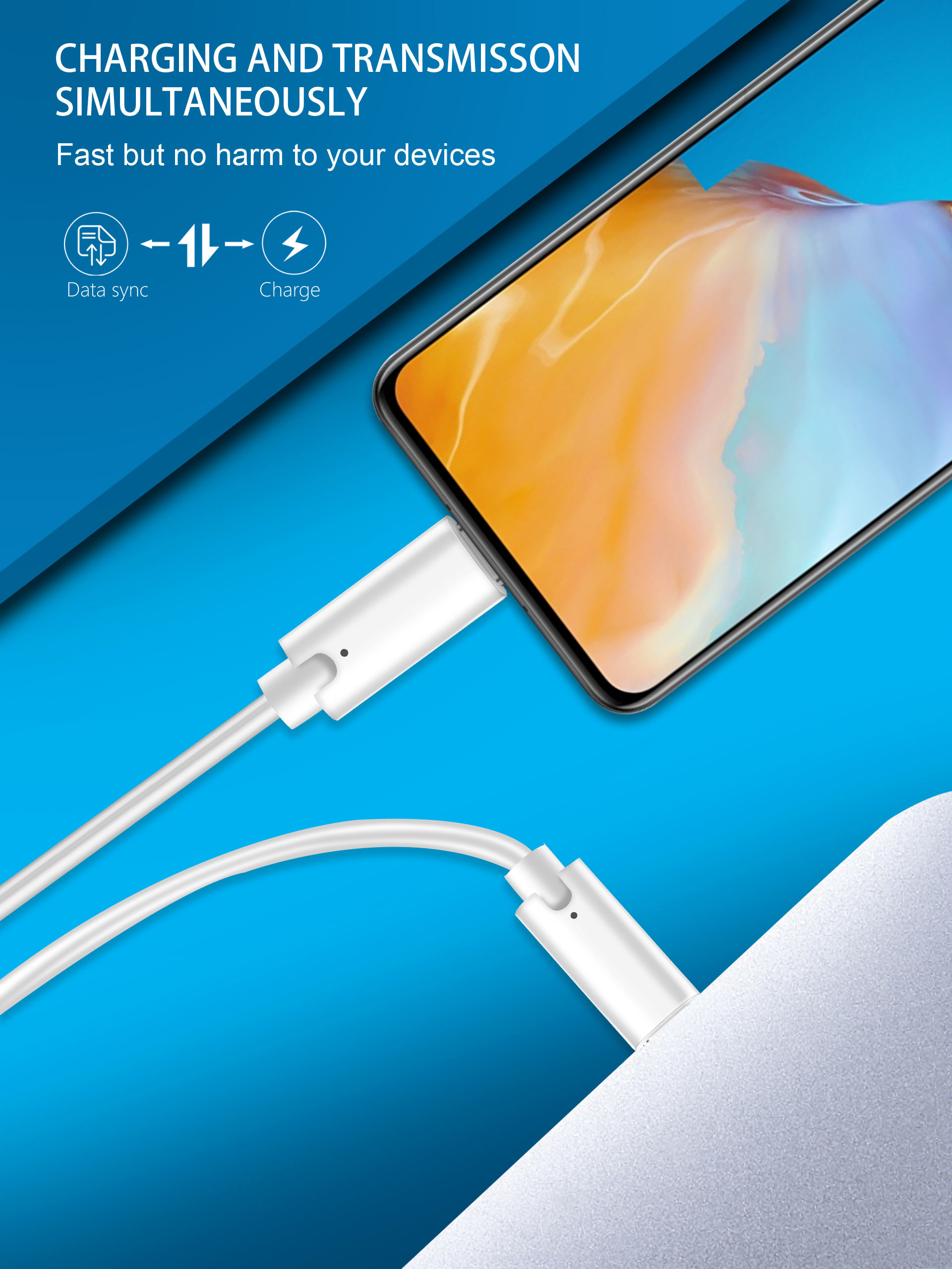 Gen2 10Gbps Usb 3.1 Type C Cable , 100W PD 2M 4k Uhd Cable